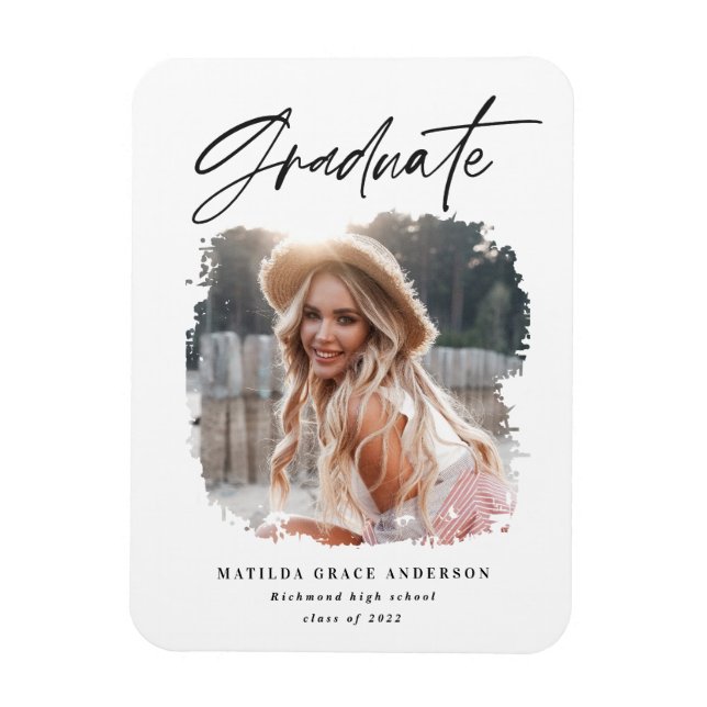 Geometric photo typography graduation party invite magnet (Vertical)