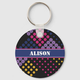 Geometric pickleball pattern, with name keychain