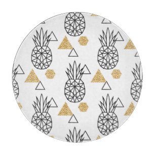 Geometric Pineapple Gold Dots Pattern. Cutting Board