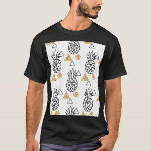 Geometric Pineapple Gold Dots Pattern. T-Shirt