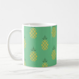 Geometric Pineapple Pattern on Green Coffee Mug