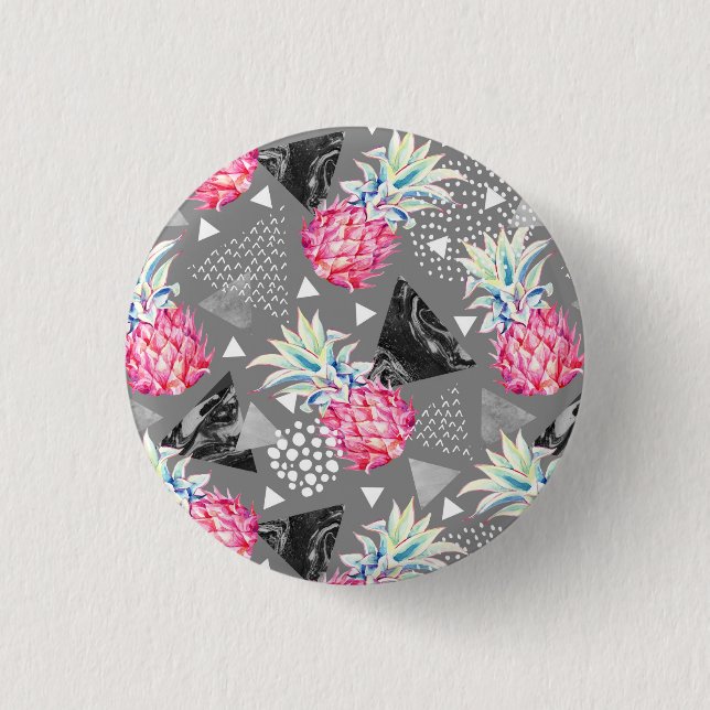Geometric Pineapple Textured Pattern 1 Inch Round Button (Front)