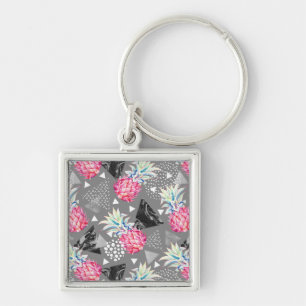 Geometric Pineapple Textured Pattern Keychain