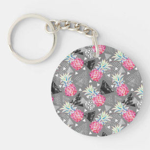 Geometric Pineapple Textured Pattern Keychain