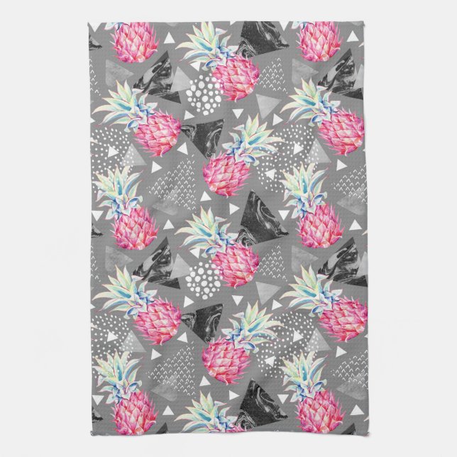 Geometric Pineapple Textured Pattern Kitchen Towel (Vertical)