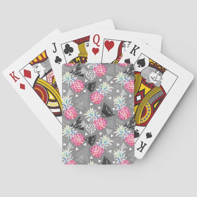 Geometric Pineapple Textured Pattern Playing Cards (Back)