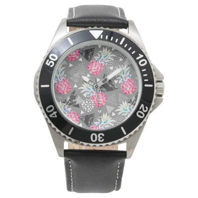 Geometric Pineapple Textured Pattern Watch (Front)