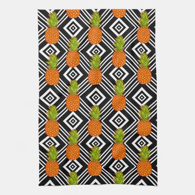 Geometric Pineapples Kitchen Towel (Vertical)