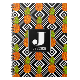 Geometric Pineapples   Monogram Notebook