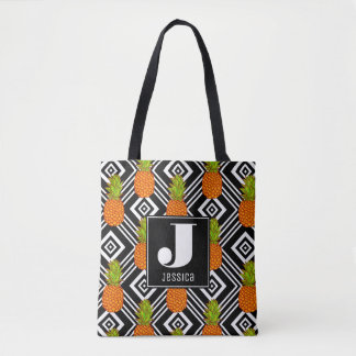 Geometric Pineapples | Monogram Tote Bag