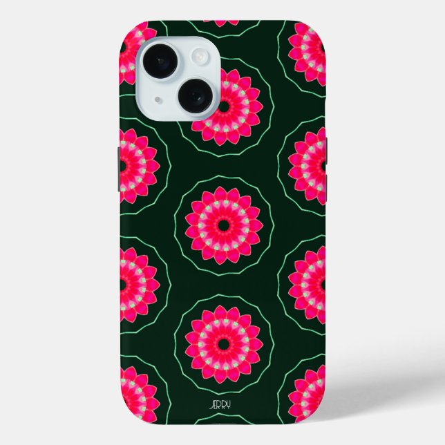 Geometric Pink and Green Floral Case-Mate iPhone Case (Back)