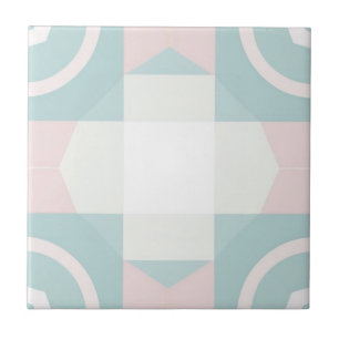 Geometric pink and green pattern tile