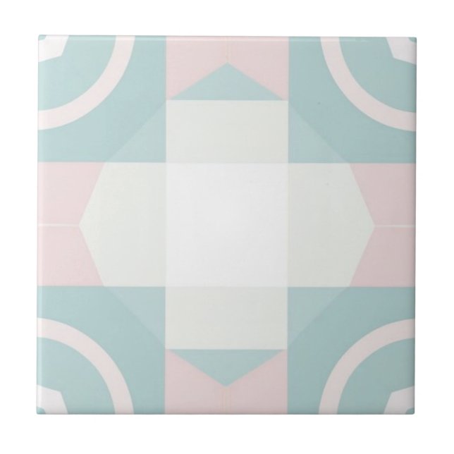 Geometric pink and green pattern tile (Front)