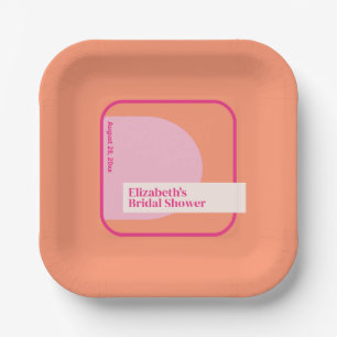 Geometric Pink and Orange Paper Plate