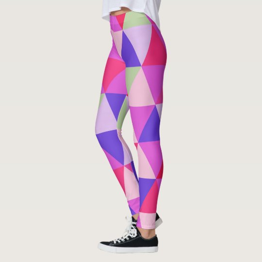 Geometric Pink and Purple Triangle Pattern Leggings