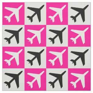 Geometric Pink Aviation Flying Jets Airplane Fabric