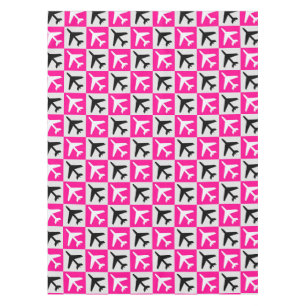 Geometric Pink Aviation Jets Airplane Tablecloth