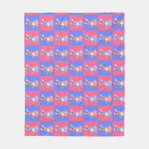 Geometric Pink Blue Bunny Rabbit Pattern Fleece Blanket
