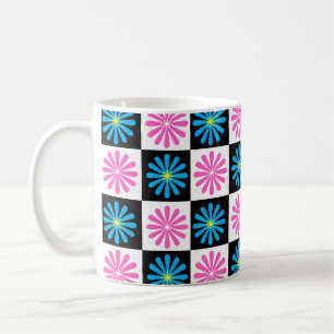 Geometric Pink Blue Floral Pattern Coffee Mug