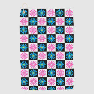 Geometric Pink Blue Floral Pattern   Golf Towel
