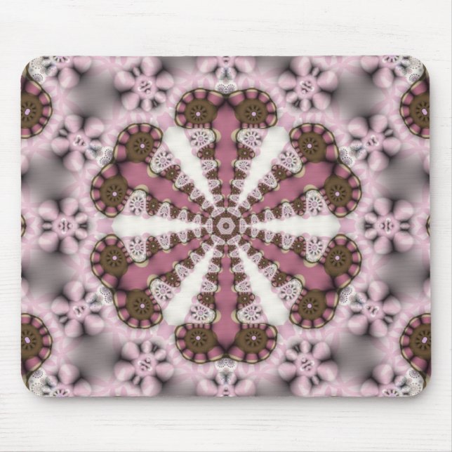 Geometric Pink Brown Hexagon Star Mousepad (Front)