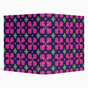Geometric Pink Floral Petals Abstract pattern Binder
