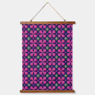 Geometric Pink Floral Petals Abstract pattern Hanging Tapestry