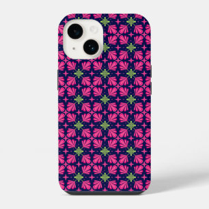 Geometric Pink Floral Petals Abstract pattern iPhone 14 Case