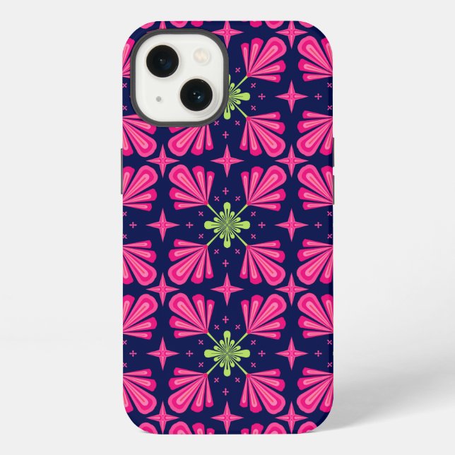 Geometric Pink Floral Petals Abstract pattern iPhone Case (Back)