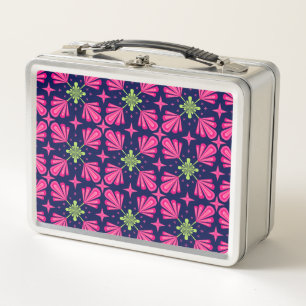 Geometric Pink Floral Petals Abstract pattern Metal Lunch Box