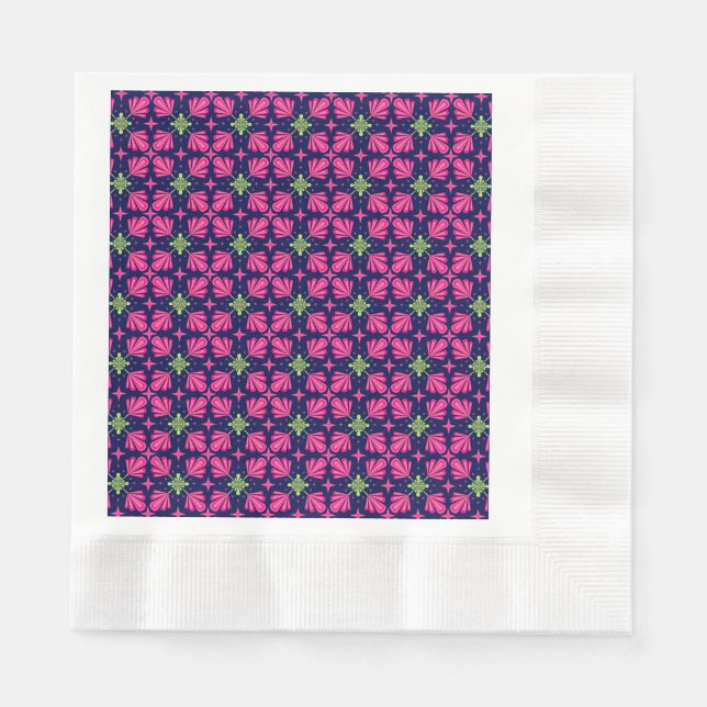 Geometric Pink Floral Petals Abstract pattern Napkin (Front)