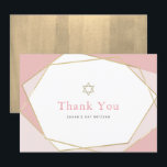 Geometric Pink & Gold Bat Mitzvah Thank You Card<br><div class="desc">This modern and chic Bat Mitzvah flat thank you card features a white background with faux gold geometric frames in pink. The reverse side features a faux gold background. Change the background colour and personalize it for your needs. You can find matching products at my store.</div>
