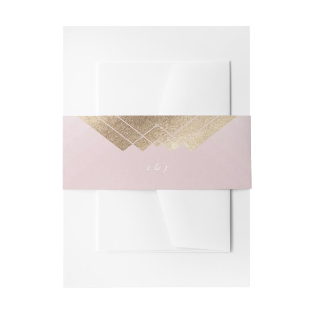 Geometric Pink Gold Gatsby Wedding Invitation Belly Band (Front Example)