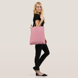 Geometric Pink Green Polka Dots Tote Bag