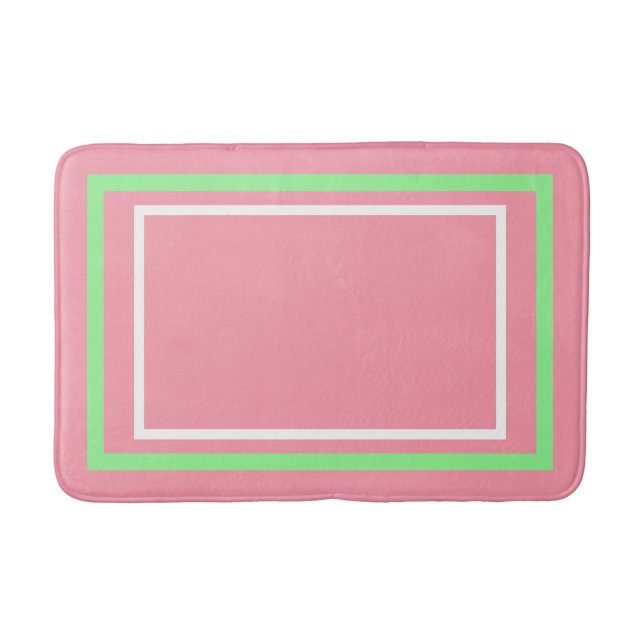 Geometric Pink Mint Green Bath Mat (Front)