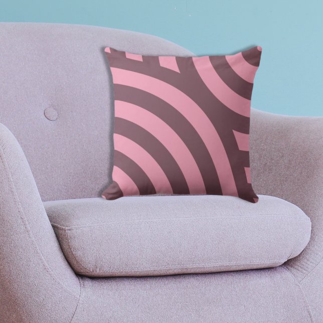 Geometric Pink Nested Quarter Circle Pattern Throw Pillow (Geometric Pink Nested Quarter Circle Pattern Throw Pillow)