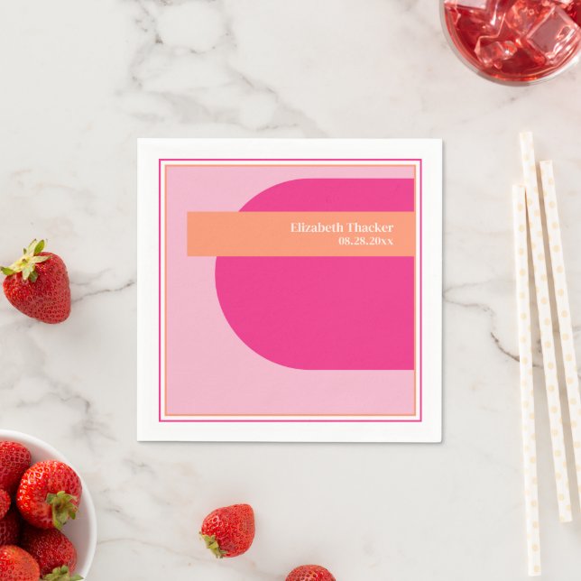 Geometric Pink & Orange Napkin (Insitu)