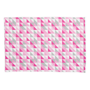 Geometric Pink White Grey Triangles Pattern Pillowcase