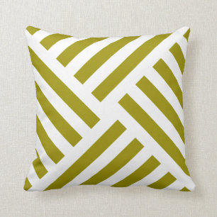 Geometric Pinwheel Stripe in Chartreuse Throw Pillow