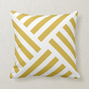 Geometric Pinwheel Stripe in Mustard Yellow Throw Pillow