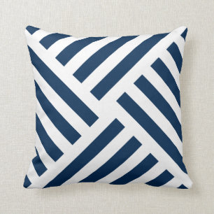 Geometric Pinwheel Stripe in Nautical Navy Blue Throw Pillow