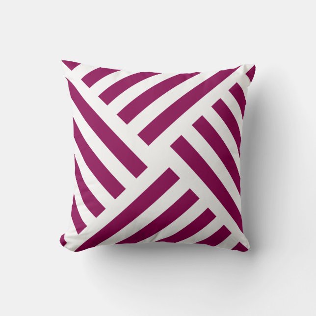 Geometric Pinwheel Stripe in Summer Berry Throw Pillow (Front)