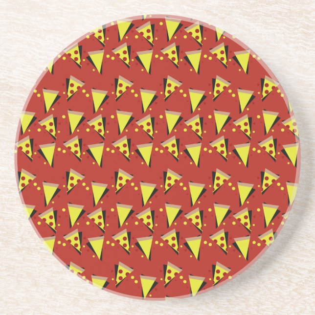 Geometric Pizza Pepperoni Italian Slice Coaster (Front)