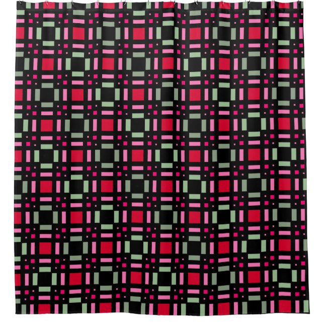 Geometric plaid green red black stripes  (Front)