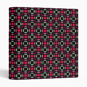 Geometric plaid green red black stripes  binder