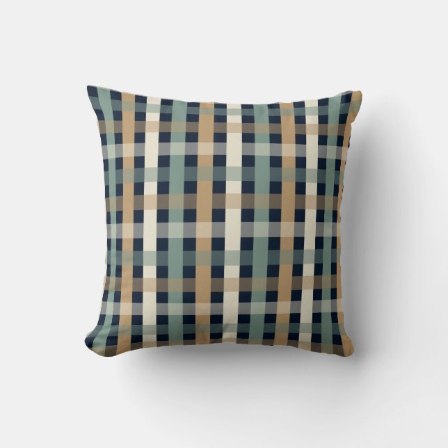 Geometric plaid winter pallet mancave decor  throw pillow (Front)
