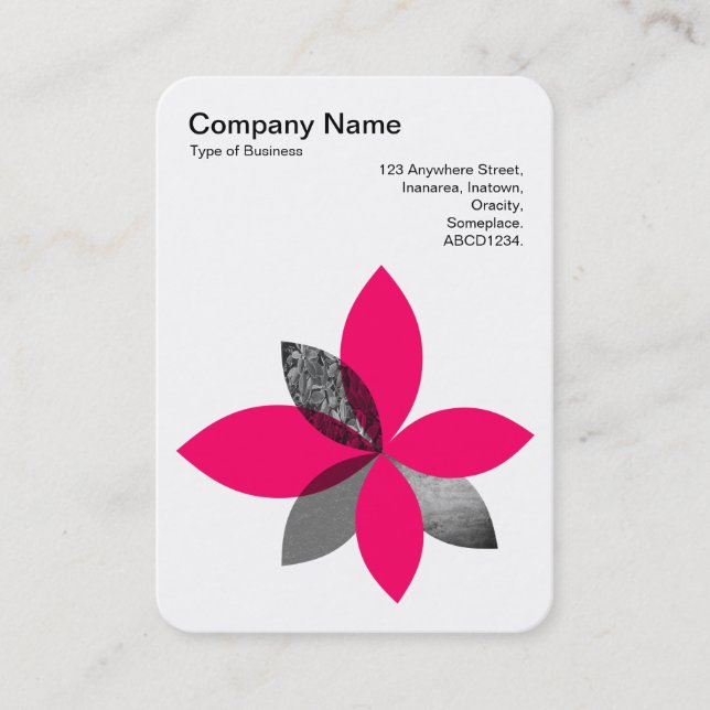 Geometric Plant Flower - Neon Red Business Card (Front)