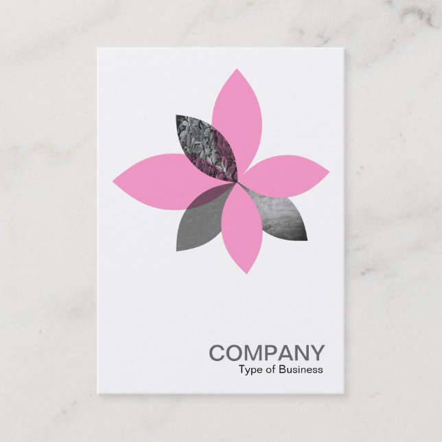 Geometric Plant Flower - Pink Business Card (Front)