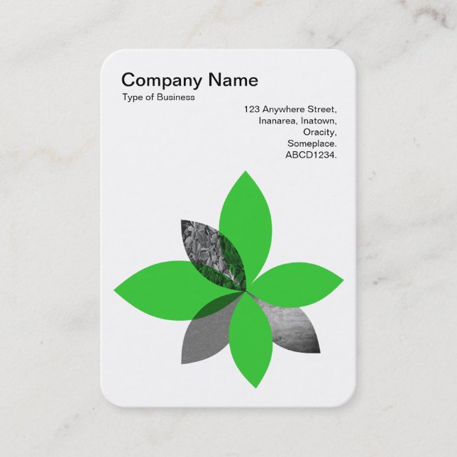 Geometric Plant Flower - Spring Green Business Card (Front)