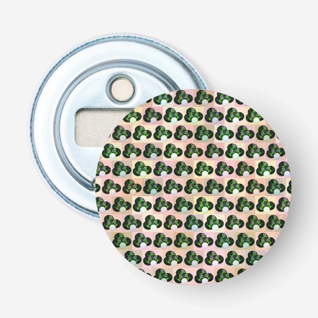 Geometric Play: Checked Lawn Bowls in Block Art Bottle Opener (Front)